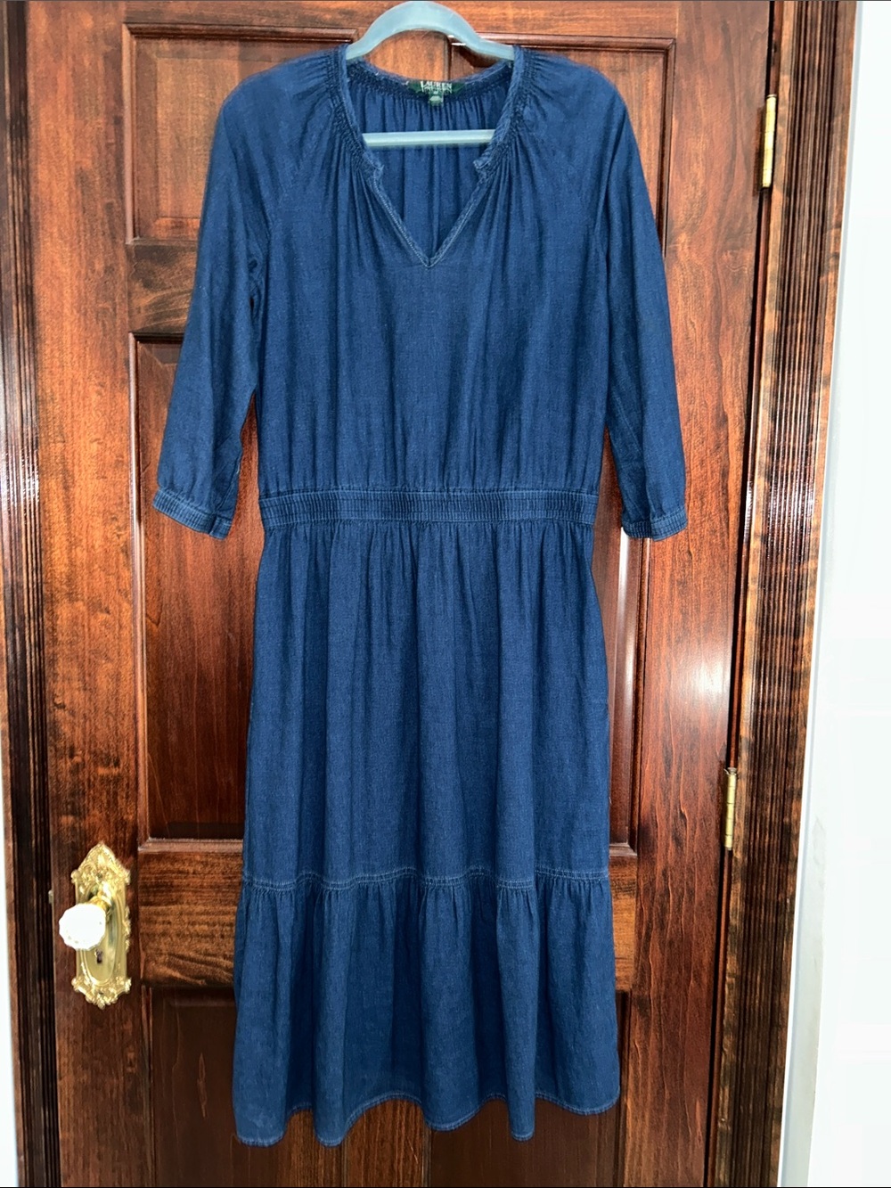 Ralph Lauren Dark Indigo Denim Midi Dress 10